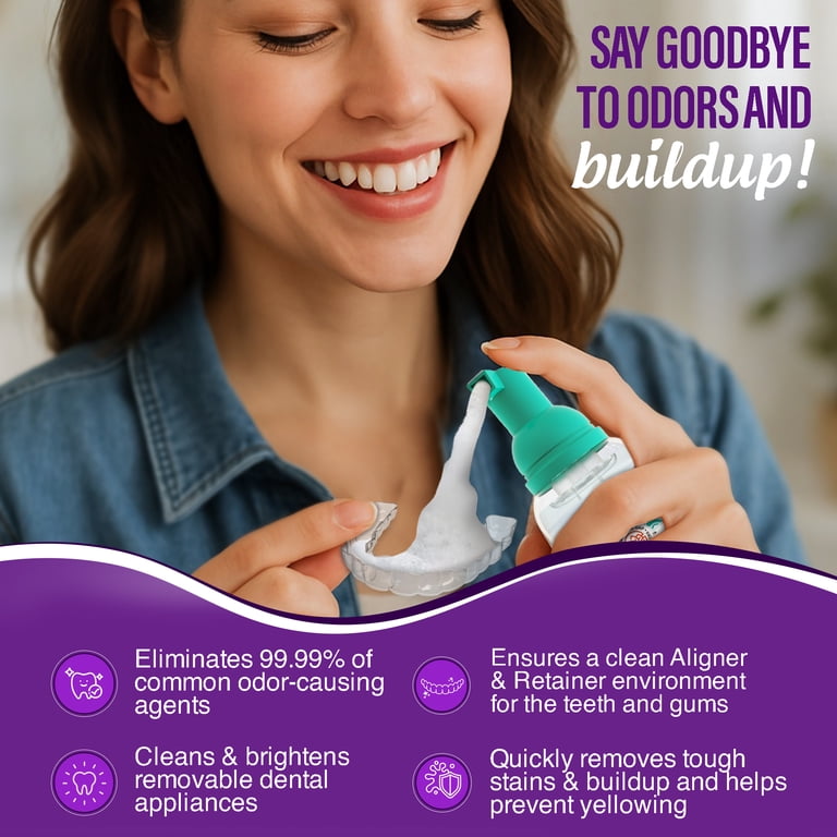 GuruNanda Aligner & Retainer Foaming Denture Cleanser, Unflavored