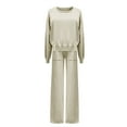 thumbnail image 4 of Scyoekwg Womens 2 Piece Sets Dressy Sweatsuit Fall Outfits Long Sleeve Tops Wide Leg Pants Fashion Casual Matching Outfits Two Piece Set (Beige,Free Size), 4 of 4