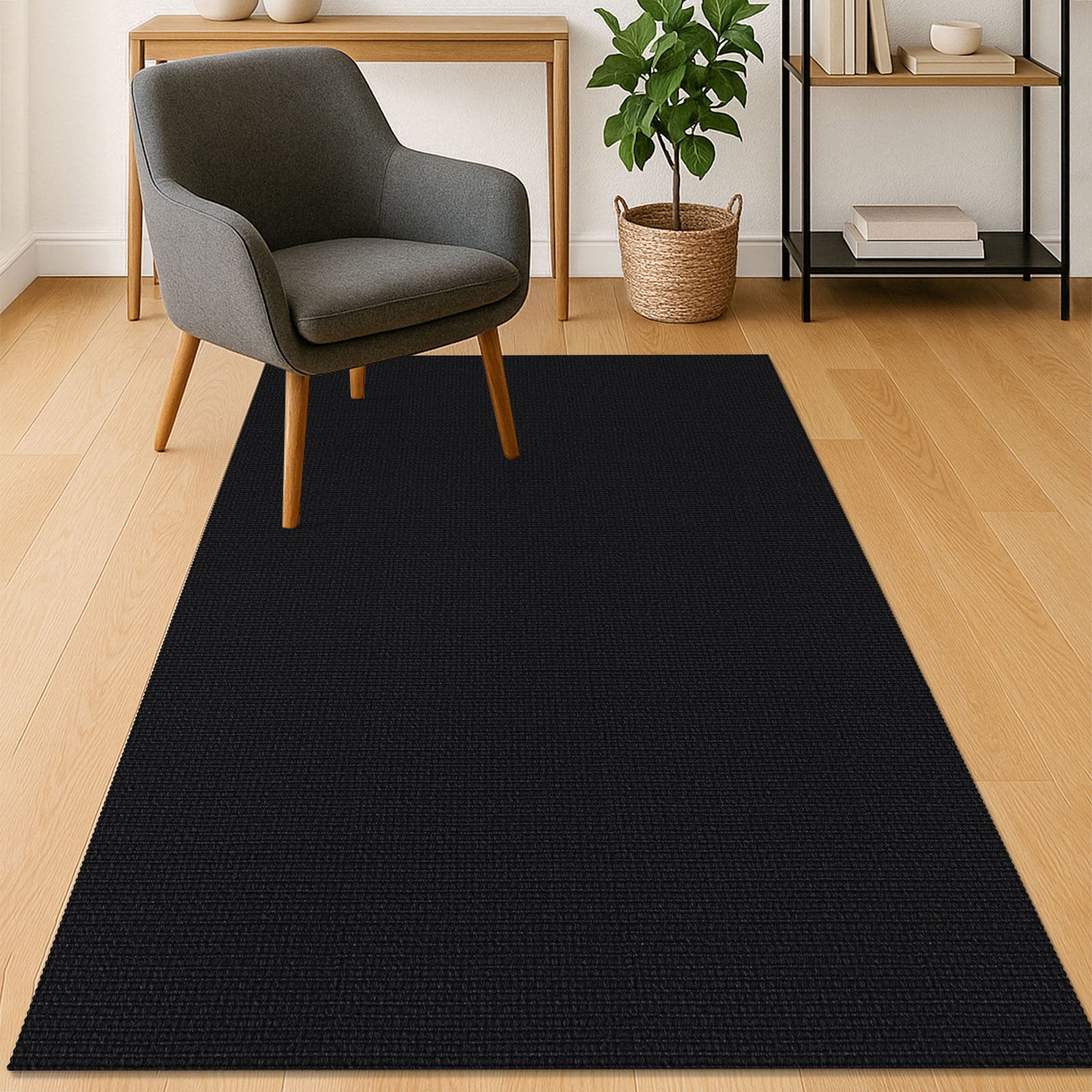 iOhouze Area Rug 3'x5' for Entryway Non Slip Washable Rugs with Rubber Backing Boho Kitchen Rugs for Entryway Entrance Bathroom Kitchen, Black