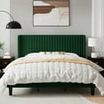 thumbnail image 2 of Sifurni King Size Velvet Platform Bed Frame with Vertical Channel Tufted Wingback Headboard, Green, 2 of 8