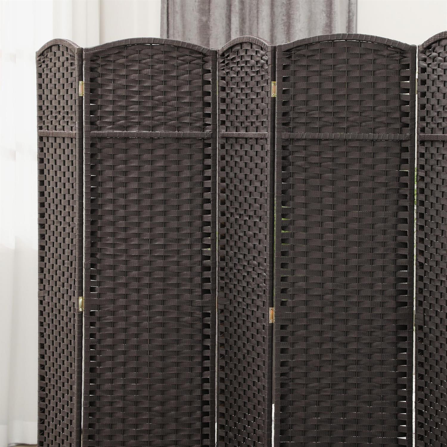 Demi Bonn 6-Panel Foldable Room Divider Screen with 5.6ft Tall Privacy Screen, Space Partition for Home Office, Freestanding Screen Wall, Brown