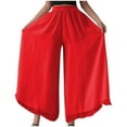 thumbnail image 5 of BLVB Women's Wide Leg Palazzo Pants Chiffon Flowy Loose Party Wedding Dressy Casual Trousers Summer Boho Beach Vacation Culottes, 5 of 5