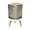 Color 2, variant on Small Trash Can with Lid Dark Geometric Wood Metal Wall Panels Warm Backlit Lines Modern 3D 1.8 Gallon Dog Proof Trash Can Round Garbage Can Waste Bin Wastebasket for Bathroom Bedroom Living Room