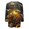 thumbnail image 4 of CYMMPU Loose Fit Round Neck 3/4 Sleeve Blouses for Women Dressy Casual Bee Printed Fall Fashion Shirts Tunic Tops Spring Tops Lightweight Basic T-Shirts L, 4 of 5