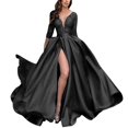 thumbnail image 2 of Vestido de fiesta de retazos de encaje sexi, vestidos largos hasta el suelo con aberturas altas en la cintura, vestido infinito para damas de honor, vestido de invitados de boda para mujer A, 2 of 4
