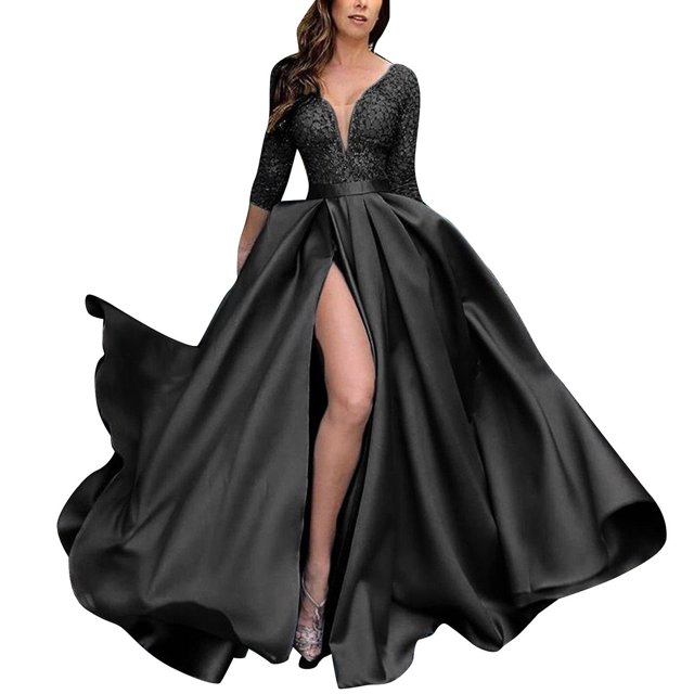 Vestido de fiesta de retazos de encaje sexi, vestidos largos hasta el suelo con aberturas altas en la cintura, vestido infinito para damas de honor, vestido de invitados de boda para mujer A
