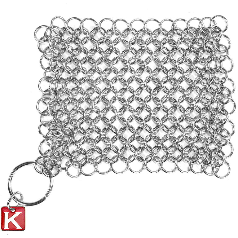 Knapp Made Cast Iron Chainmail Scrubber Kitchen Set - 4 and 7 Cast Iron  Scrubber. Premium Stainless Steel Cast Iron Cleaner Chainmail Scrubber