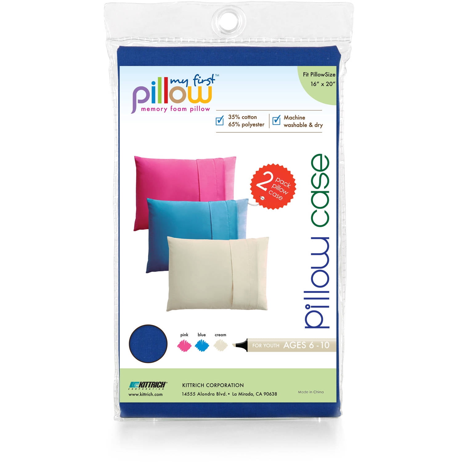 New Handmade Toddler Travel Size Pillow w/ Blue Pillowcase Daycare Kids Pillow 