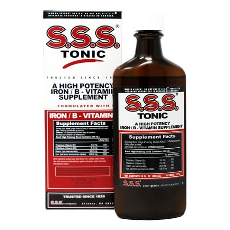 S.S.S. Tonic  Iron and Vitamin B Liquid Supplement  10 fl oz  Bottle.