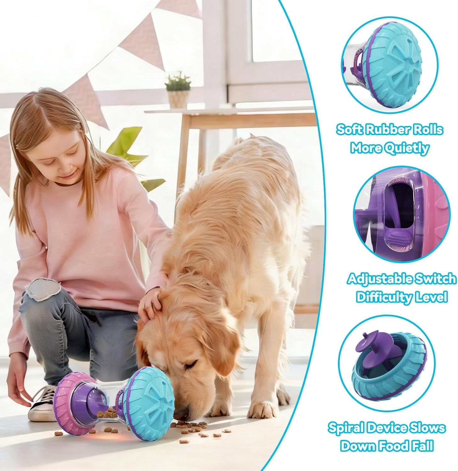 Interactive Dog Puzzle Toys for Small Medium Large Breed - Durable Smart Puppy Enrichment Dogs Toy to Keep Them Busy, Mental Brain Stimulation Treat Dispensing Training & Slow Feeder Rose