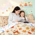 thumbnail image 4 of Manfei Fall Scarf Bear King Size Comforter Sets, Cartoon Botanical Comforters King Size, Orange, Colorful Stars Reversible, 3 Pieces, 1 Comforter and 2 Pillowcases, 4 of 7
