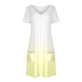 thumbnail image 4 of GaThRRgYP 2025 Summer Essential Short Sleeve Crew Neck Dress-Lightweight Daywear,Women's Fashion Summer Gradient Short-sleeved V-neck Casual Dress Yellow XXL, 4 of 8