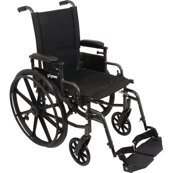 ProBasics Ultra Lightweight Wheelchair for Adults - Height Adjustable Seat - Flip Back Heaight Adjustable Desk Arms - Swing-Away Foot Rest, 20" x 16" Seat
