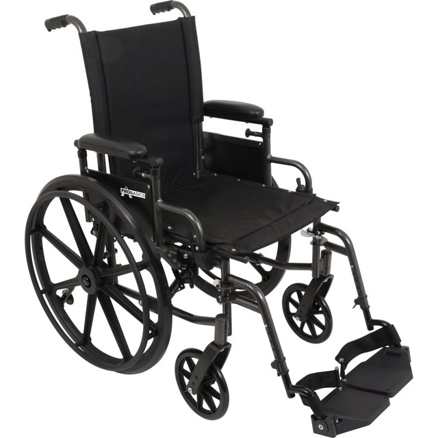 ProBasics Fauteuil Roulant Ultraléger pour Adultes - Siège à Hauteur Réglable - Dossier Rabattable Accoudoirs de Bureau à Hauteur Réglable - Repose-Pieds à Bascule, Siège 20 Pouces x 16 Pouces