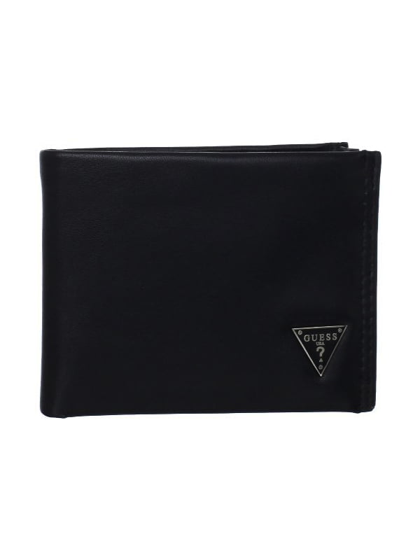 Guess Men Wallet Black Leather Card Holder Billfold Purse Bifold Wallet In a Box