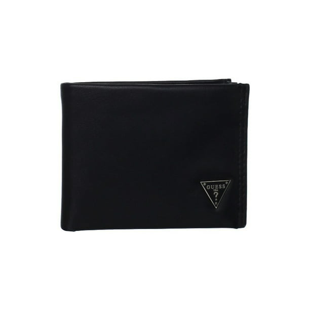 GUESS - Guess Men's Black Leather Billfold Passcase Wallet 31GU22X030 ...