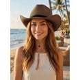 thumbnail image 5 of Gustave Straw Cowboy Hat for Women Men Wide Brim Fedora Sun Hat Shapeable Western Cowgirl Hat Summer Beach Hat with Windproof Chin Strap - Coffee, 5 of 7