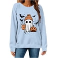 thumbnail image 5 of Yteetum Women's Halloween Sweatshirts Long Sleeve Ghost Pumpkin Graphic Print Crewneck Pullover Sweatshirt Fall Winter Loose Comfy Thanksgiving Printed Sweatshirts Tops, 5 of 6