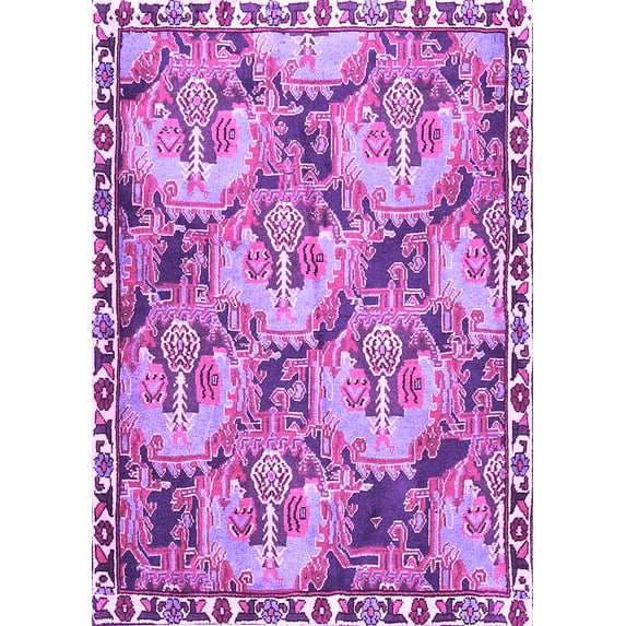 Ahgly Company Indoor Rectangle Animal Purple Traditional Area Rugs, 6' x 9'