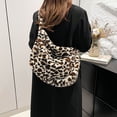 thumbnail image 3 of Jiibva Women Plush Leopard Print Bag Underarm Shoulder Bag Large Capacity Handbag Winter Plush Shopping Tote Bag, 3 of 7