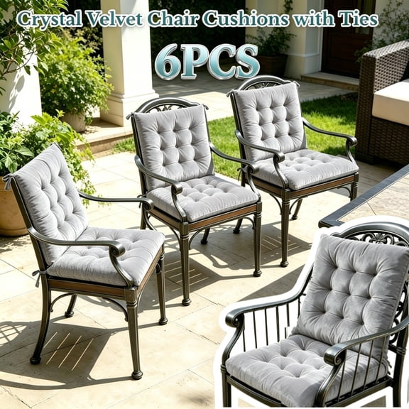 6pcs Modern Square Garden Chair Seat Cushions, Courtyard Chair Pads with Ties, Outdoor Decoration, Matte, Quilted, Comfortable And Colourful, for Garden Chair, Outdoor Chair, Soft And Breathable
