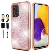 Value Pack   for Samsung Galaxy A32 5G Glitter Hard Case with Tempered Glass Hybrid Cell Phone Case Glitter Shock proof Edge Slim Bumper Scratch Cover