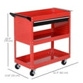 thumbnail image 3 of HOMCOM Chariot à Outils Roulant avec Roues Plateaux de Rangement pour Garage Entrepôt Rouge, 3 of 10
