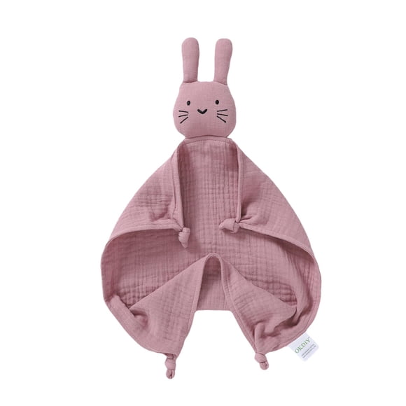 Manta de bebé rosa Bunny Lovey okdiy de algodón orgánico, 30 x 30 cm