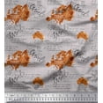 thumbnail image 1 of Soimoi Gray Poly Georgette Fabric Text & Europe Map Travel Printed Fabric 1 Yard 52 Inch Wide, 1 of 5