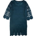 thumbnail image 1 of Alfani Womens Crochet-Trim A-line Dress, Azul, X-Small, 1 of 1