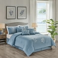 thumbnail image 2 of Kashi Home King Size Comforter Set 7 Pieces Blue Bedspread (86 * 101 Inch) with 2 Pillow Shams, Bedskirt and Decorative Pillows, Embroidered Lightweight Bedding - Cecily, 2 of 6
