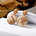 thumbnail image 3 of KDSJSXW Pearl Earrings Studs Bohemian Style Wood Bamboo Rattan Geometric Round Earrings Ladies Jewelry Pearl Earings Studs Earrings for Women Bridal Earrings(Brown,One Size), 3 of 6