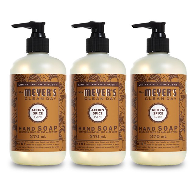Jabón de manos MRS. MEYER'S CLEAN DAY Acorn Spice 370 ml, paquete de 3