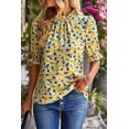 thumbnail image 1 of Blouse à Manches Courtes à Volants Florale Bohème Jaune pour Femmes, 1 of 16