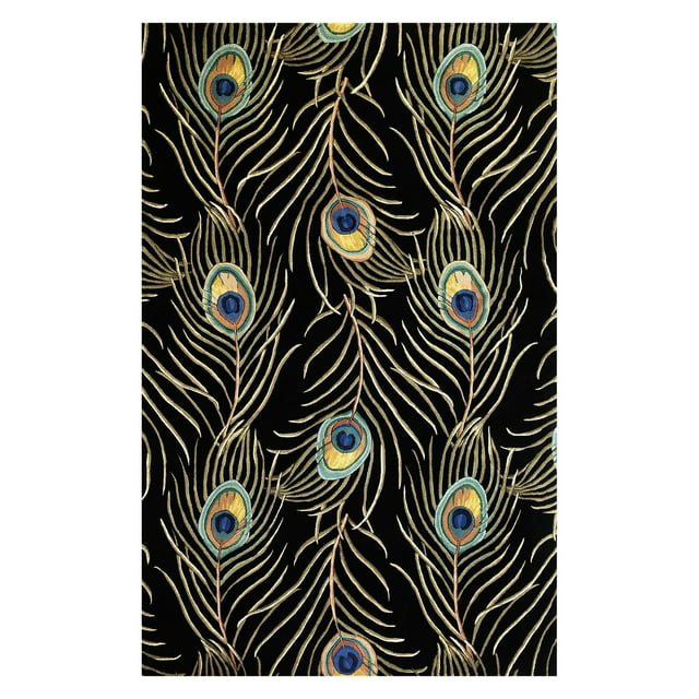 KAS Catalina 5'6" Round Hand-Tufted Wool Rug in Black