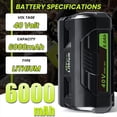 thumbnail image 2 of Mingsci 40V 6.0Ah Lithium-Ion Battery and Rapid Battery Charger OP401 for Ryobi 40 Vlot Power Tools OP4026 OP40602 OP4050 OP4040 OP4030, 2 of 7