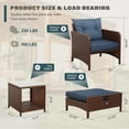 thumbnail image 3 of PAOLFOX 5 Piece Patio Wicker Furniture Set with Ottomans,Dark Blue, 3 of 8