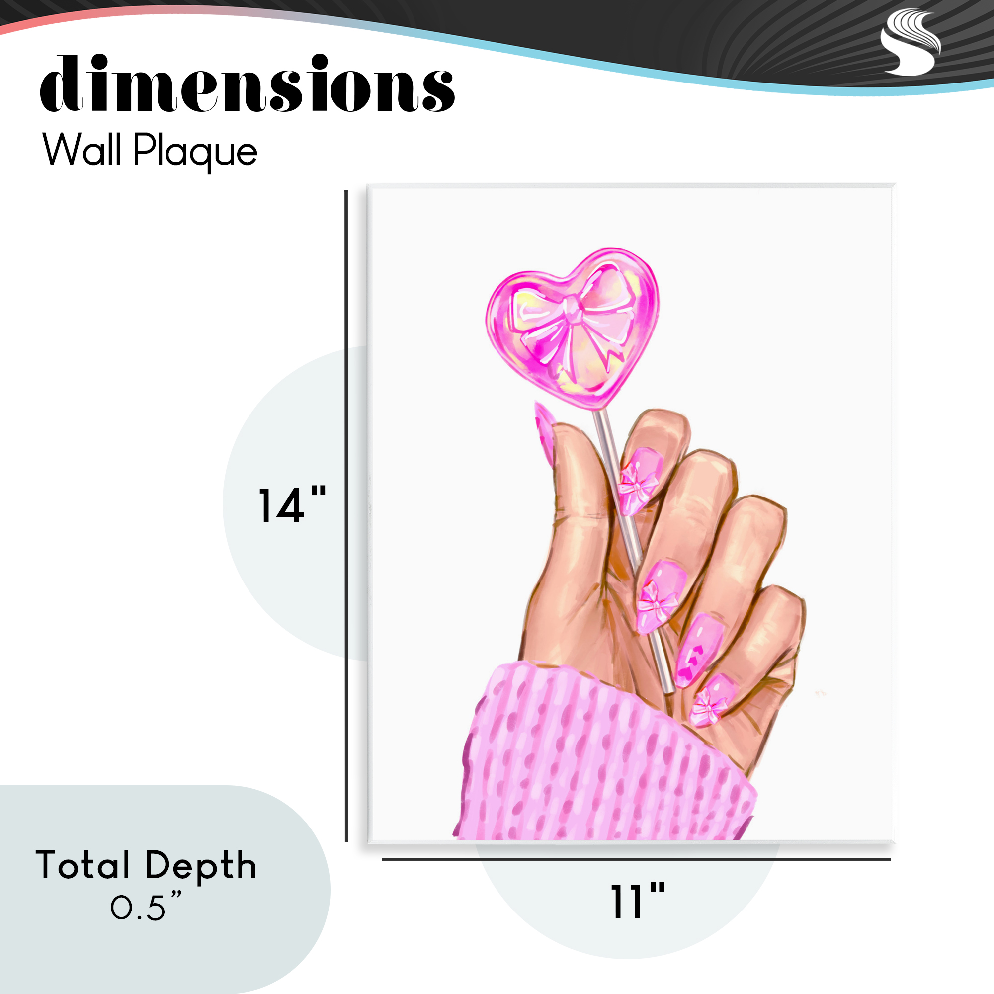 Pink Fashion Bow Lollipop Wall Plaque Art, design by Ziwei Li