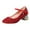 Red, variant on Children Girl Casual Shiny 4.5cm High Heel Shoes Closed Toe Hook And Loop Buckle Party Wedding Princess Shoes Gold 7 Years-8 Years