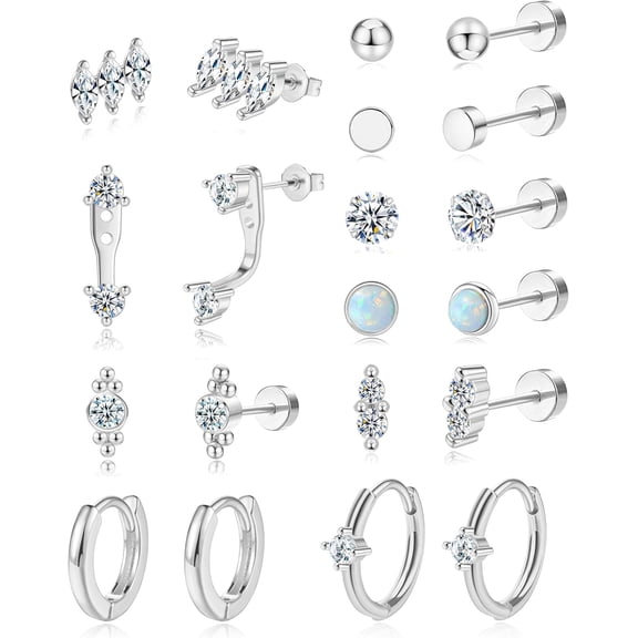 Surgical Steel Flat Back Earrings And Small Gold Hoop Earrings Sets For Multiple Piercing,Hypoallergenic 20G Gold Earrings For Women Cartilage Flatback Earrings Stacks Helix Piercing Jewelry[Z4072]