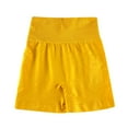 thumbnail image 6 of AXXD Yoga Shorts for Women,Yoga Shorts With Pockets for Women,Women Athletic Yoga Casual Stetch Shorts,Solid,High Waist Rise,Butt LiftingYellow,L (US:8), 6 of 7