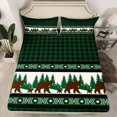 thumbnail image 2 of Manfei Abstract Geometric Grid Bed Sheets,Safari Bear Green Pine King Sheets,Country Farmhouse Lodge Sheet Set For Teens,Super Cozy Room Decor,4pcs, 2 of 7