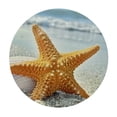 thumbnail image 4 of HAOXIT Starfish Round fitted tablecloth, Seashell and Starfish Close up Sandy Beach Idyllic Ocean Backdrop, Elastic edge, indoor/outdoor dining table cover, for Round table Earth Yellow 31-35, 4 of 8