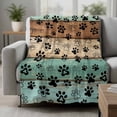 thumbnail image 2 of Teal Blue Brown Blanket Soft Cozy Warm Throw Blanket for Couch, Plush Fuzzy Flannel Fleece Blankets for Sofa, Rustic Farmhouse Dog Paw Vintage Bed Blankets Lightweight Gifts for Women, 40"x50", 2 of 9