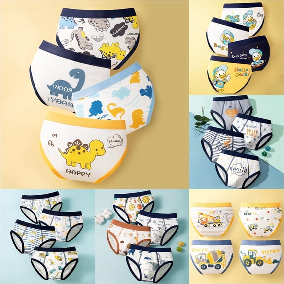HUITKMM Boys Briefs Underwear Cotton Blend 4-Pack Cartoon Toddler Boys
