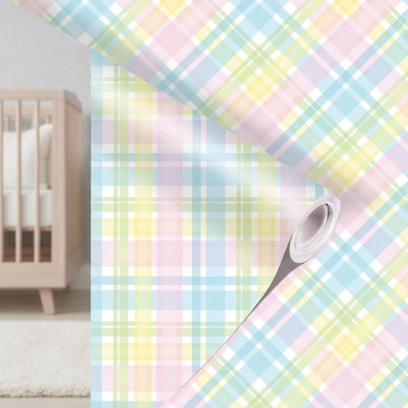 Pastel Buffalo Plaids Wrapping Paper Mini Roll - Gift Wrap Paper for Holiday Spring Party Supplies