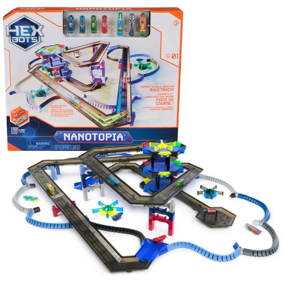 HEX Bots Nanotopia, Sensory Toys for Kids & Cats with Over 130 Pieces & 7 Nano Bots, Toy Playsets & Mini Robot Toy for Kids Ages 3 & Up, Batteries Included
