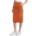 thumbnail image 4 of INSPIRE CHIC Women's Skirt High Waist Elastic Back Corduroy Midi Skirts XS Caramel, 4 of 5