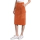 thumbnail image 4 of Falda Midi de Corderoy para Mujeres Inspire Chic, Cintura Alta, Espalda Elástica, Talla S, Caramelo, 4 of 5