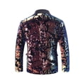 thumbnail image 3 of Cloudstyle Mens Tux Blazer 1 Button Reversible Sequins Sport Coat Dance Party Jacket（Color）, 3 of 5